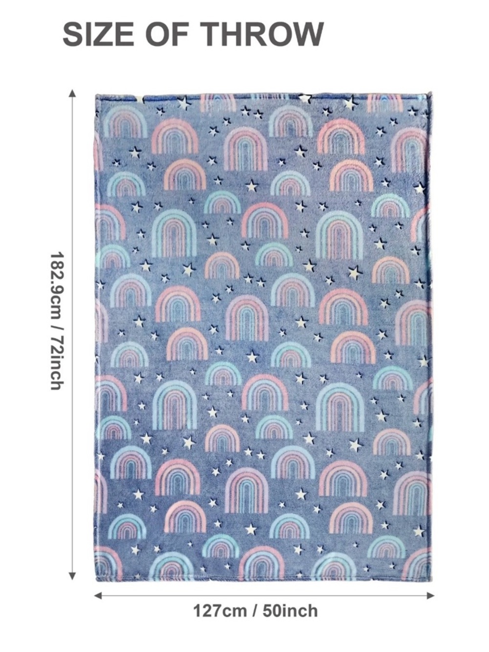 Your Zone Navy Rainbow Polyester Velvet Plush Glow in the Dark - Picture 3 of 8